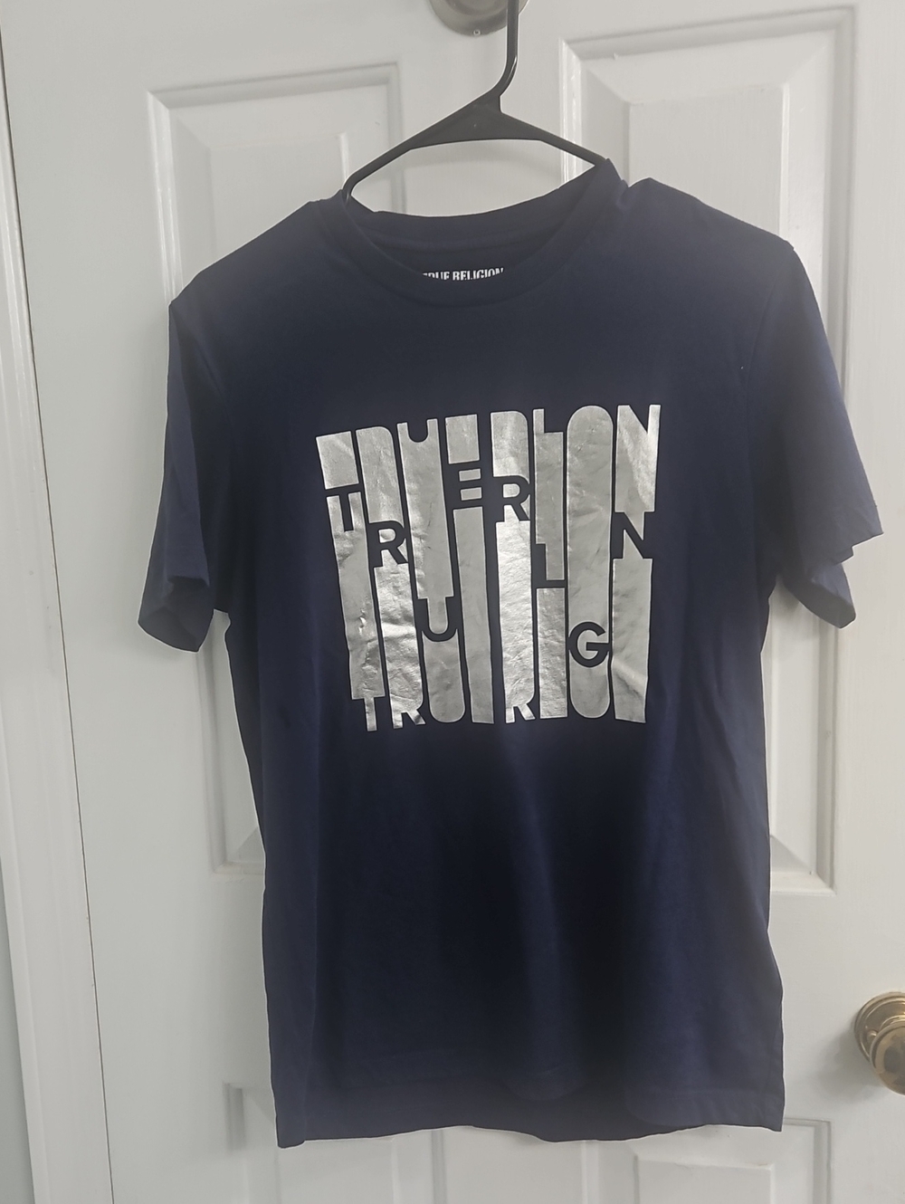 True Religion Navy T‑Shirt with Silver Logo Print